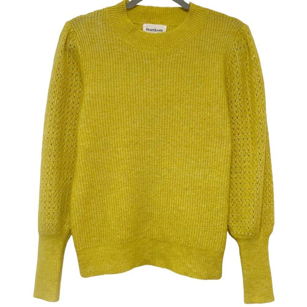 Womens Hearloom Yellow Bright Bishop Sleeve Cozy Comfy Knit Sweater Large Boho